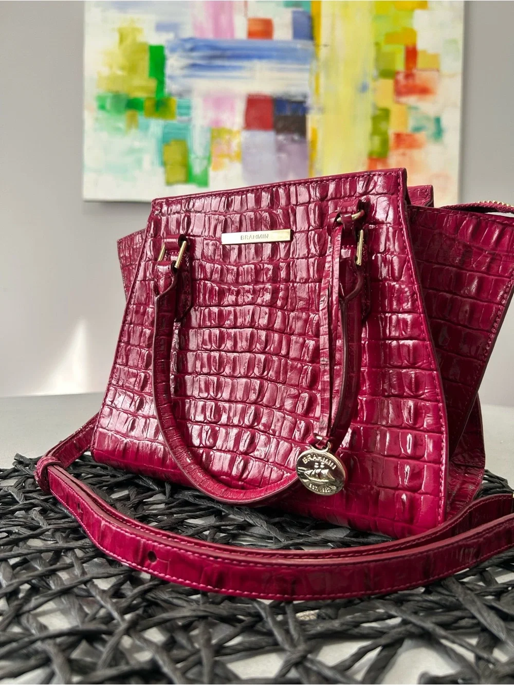 Brahmin La Scala Mini Priscilla Satchel Fuchsia Pink